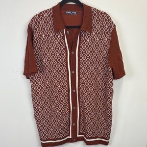 PAUL JONES Men's Brown Polo Shirts 70s Contrast Knitted Polo size XL